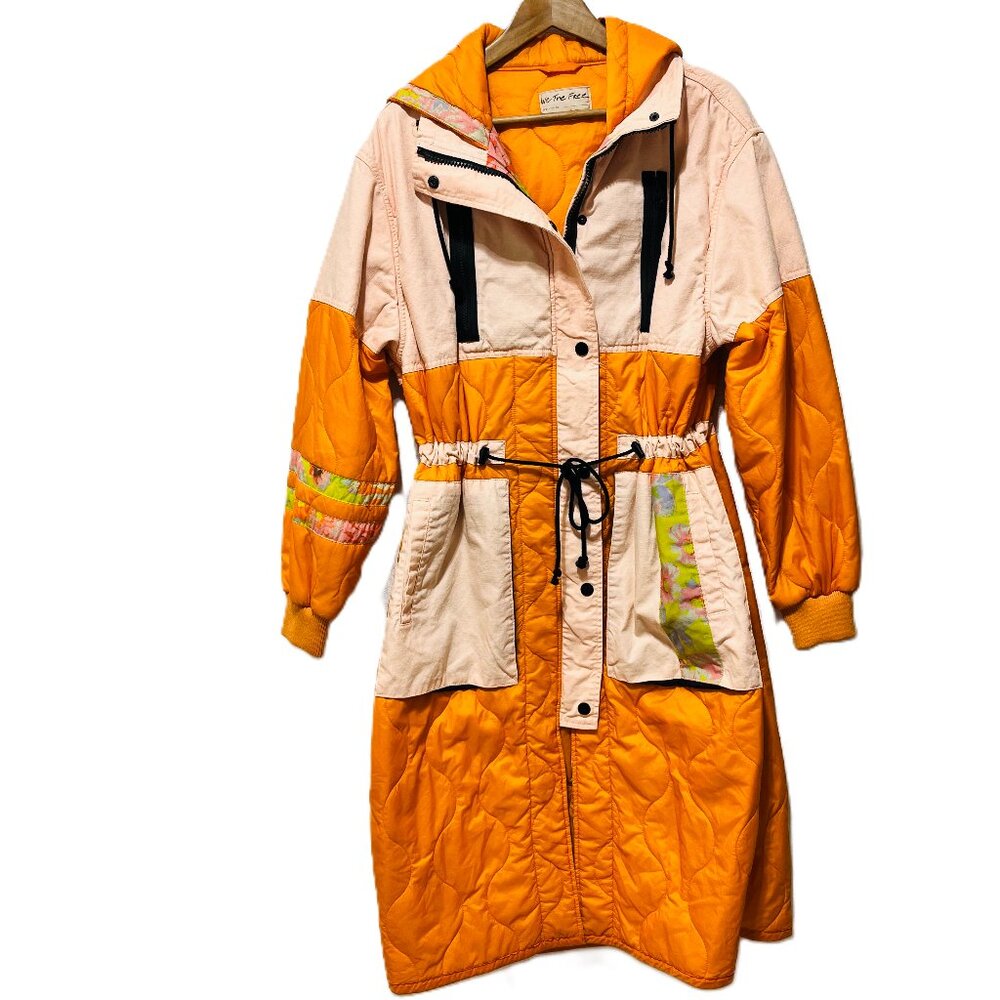 Free People We the Free Oversized Color Block Parka Puffer Midi Winter Coat S